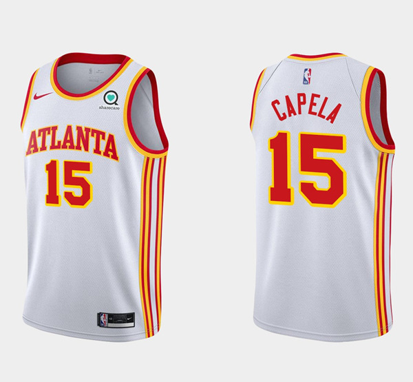 Men's Atlanta Hawks #15 Clint Capela White Stitched NBA Jersey Men's Atlanta Hawks #15 Clint Capela White Stitched NBA Jersey